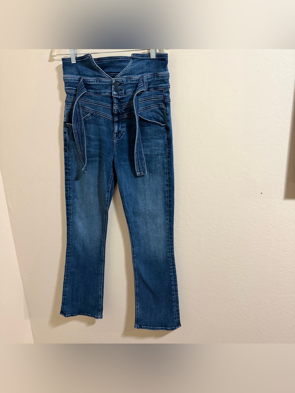MOTHER The Triple Stack Insider Ankle Jeans Chick‎ Flick High Rise Tie Belt 28 - Picture 3 of 16